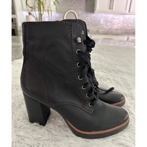 Naturalizer Callie black leather‎ lace-uP heeled bootie boots 10